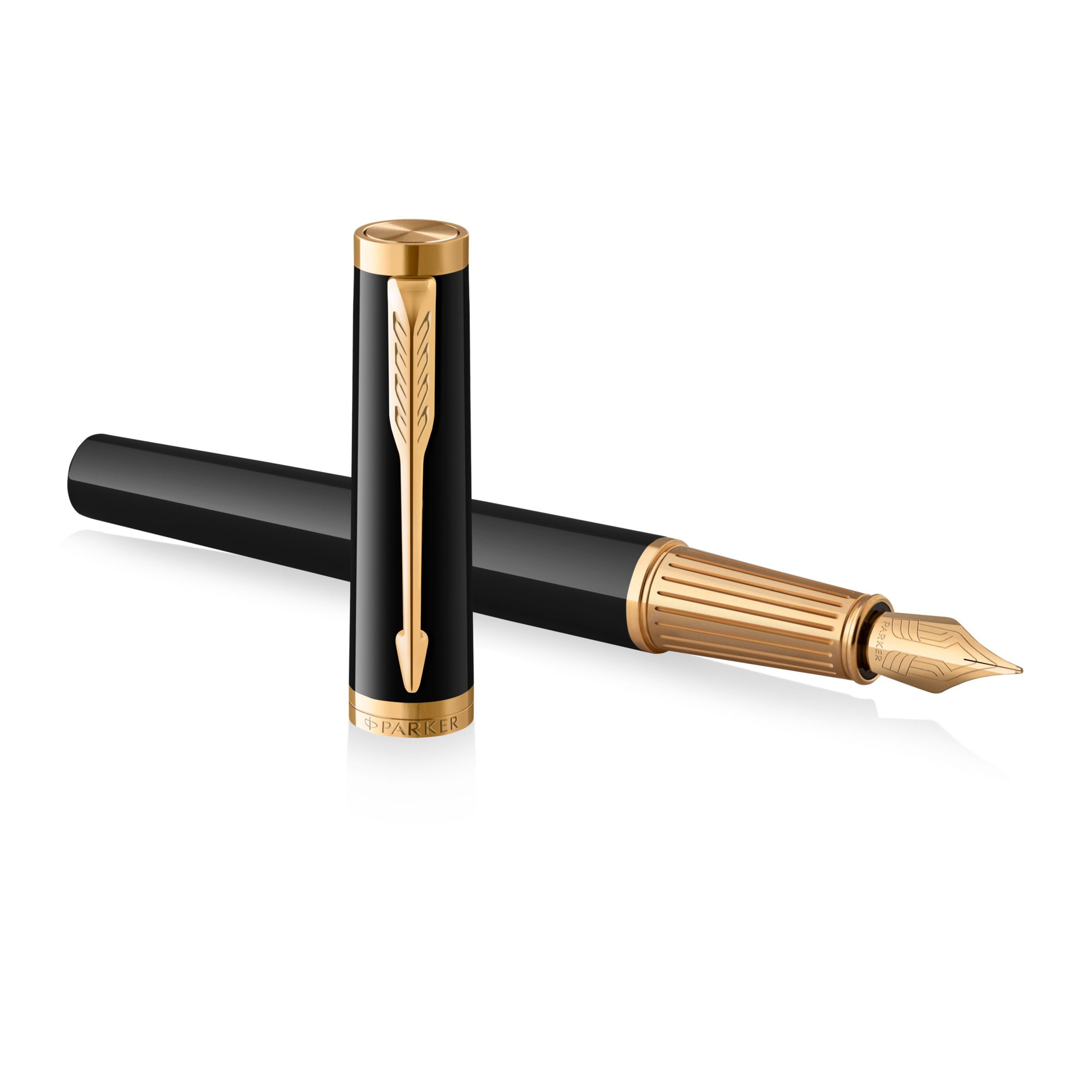 Parker Ingenuity Fountain Pen Black Lacquer and Gold Trim Fine Nib