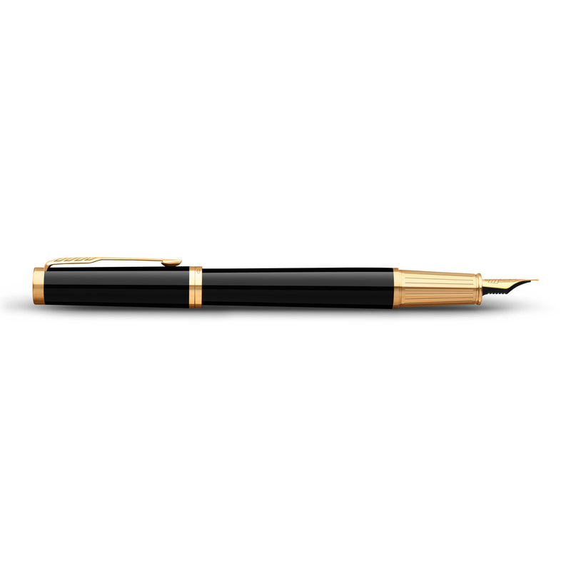 Parker Ingenuity Fountain Pen Black Lacquer and Gold Trim Fine Nib