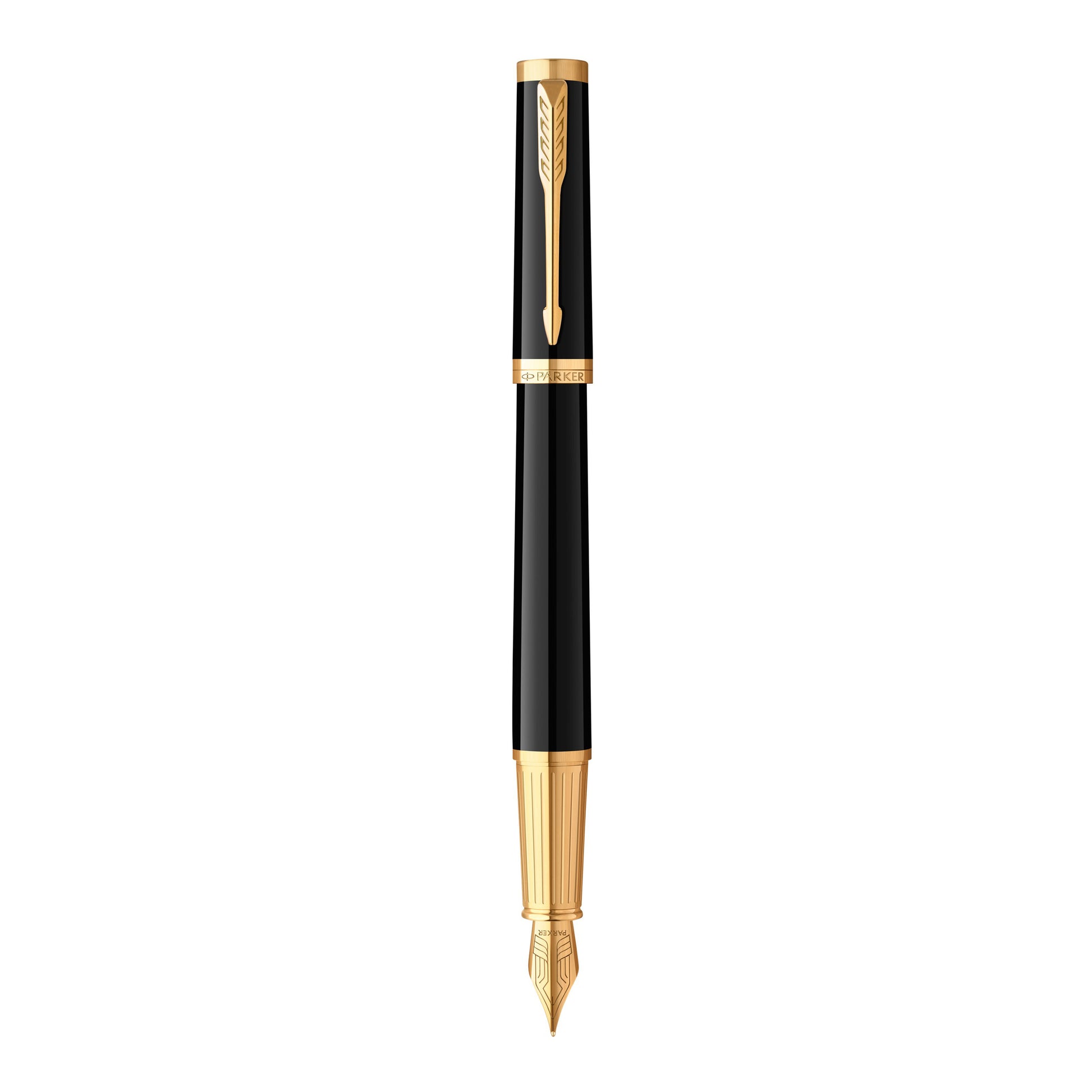 Parker Ingenuity Fountain Pen Black Lacquer and Gold Trim Fine Nib