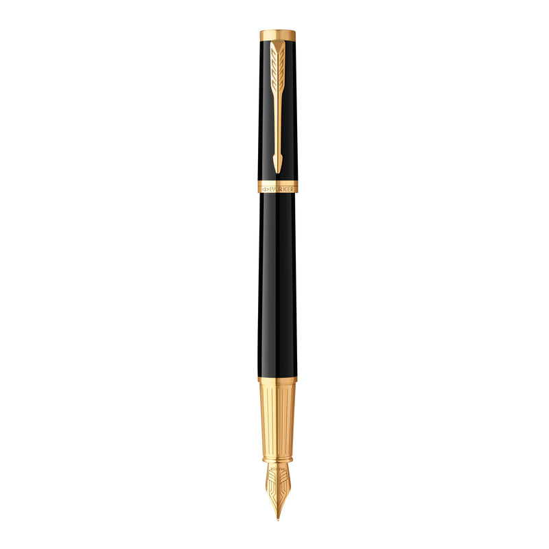 Parker Ingenuity Fountain Pen Black Lacquer and Gold Trim Fine Nib