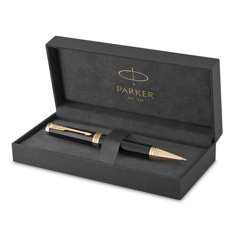 Parker Ingenuity Ballpoint Pen Black Lacquer and Gold Trim Medium Tip