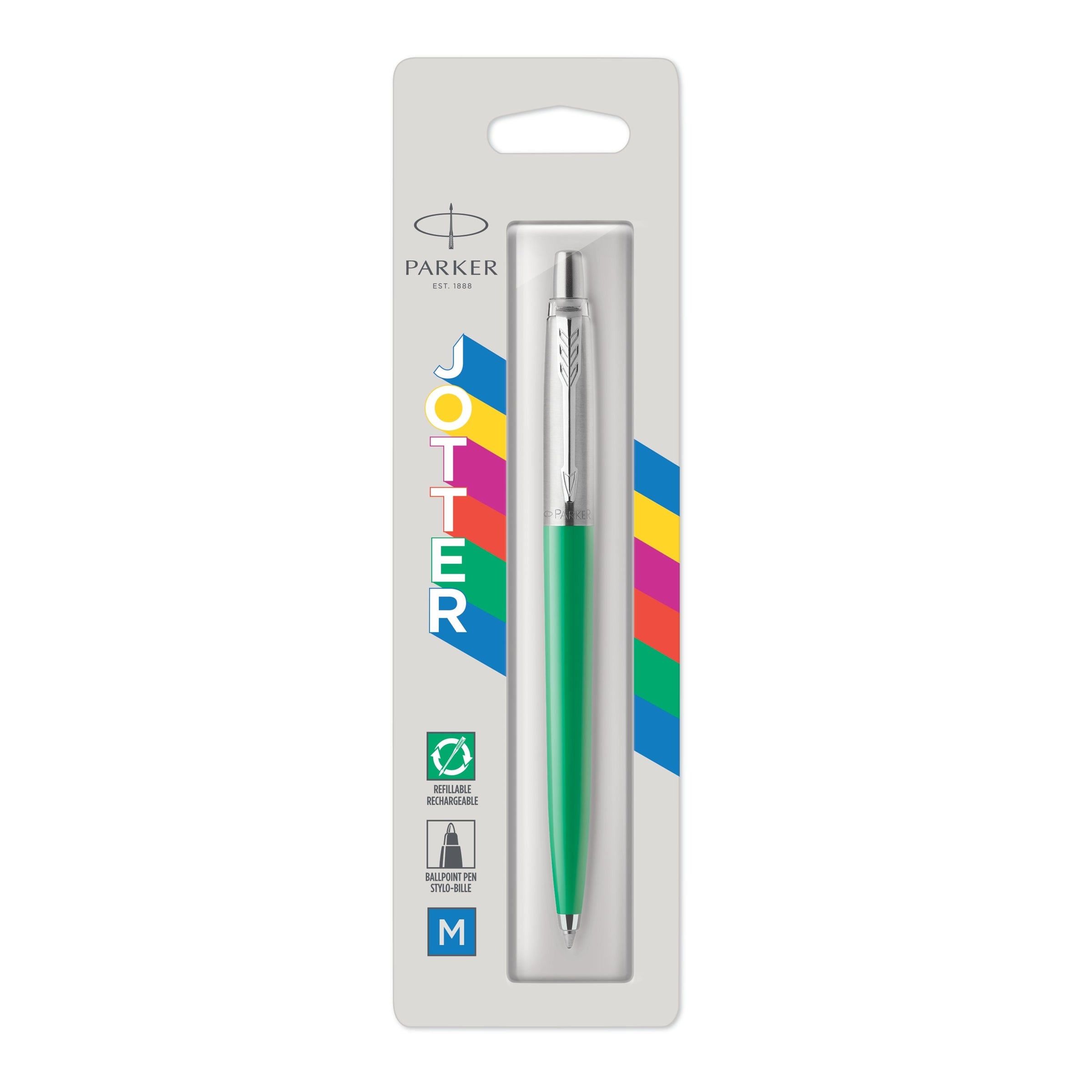Parker Jotter Original Ballpoint Pen Green and Chrome Trim Medium Tip