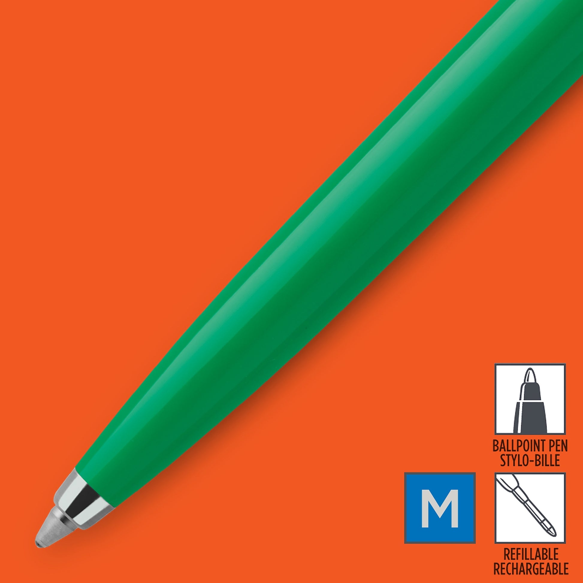 Parker Jotter Original Ballpoint Pen Green and Chrome Trim Medium Tip