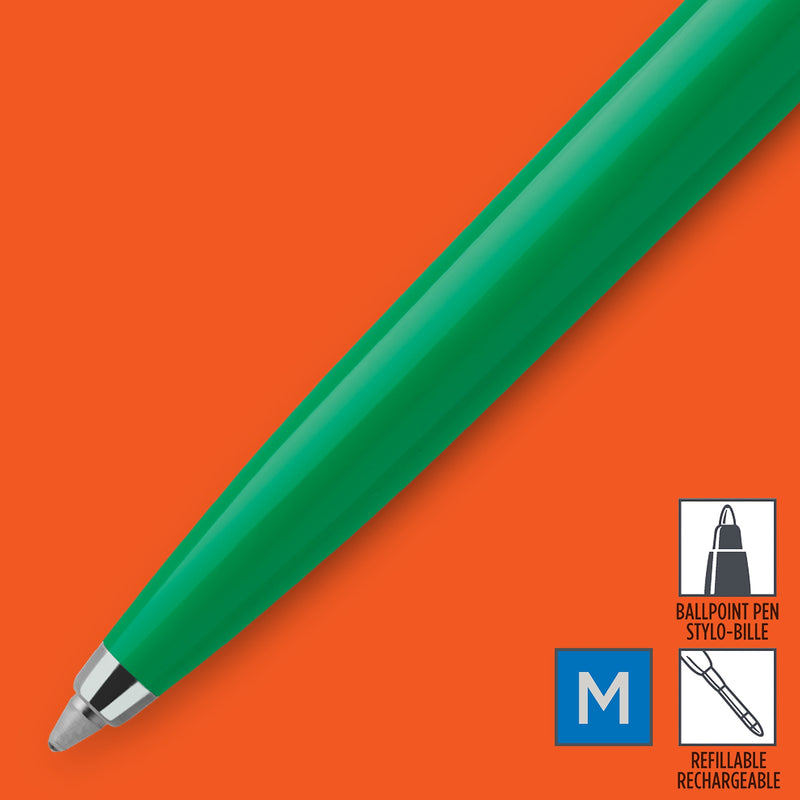 Parker Jotter Original Ballpoint Pen Green and Chrome Trim Medium Tip