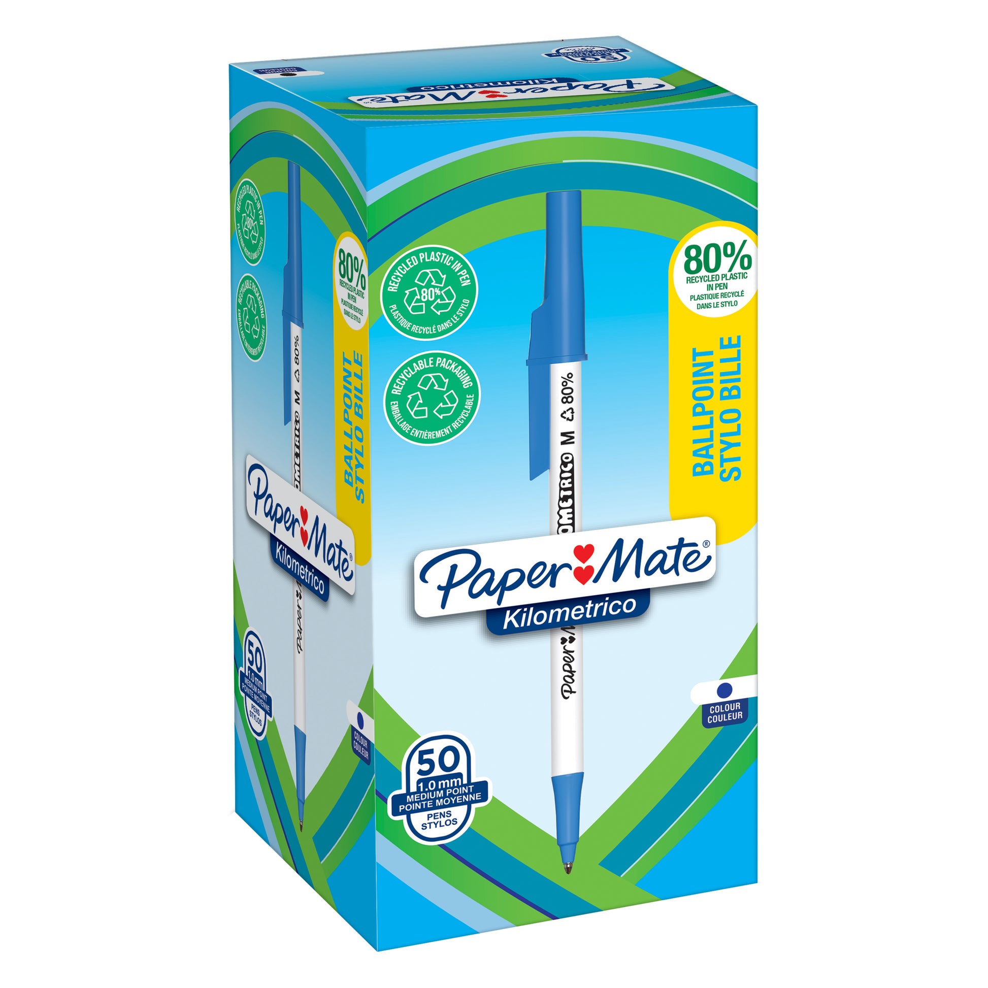 Papermate Kilometrico Ballpoint Pen 1.0mm Blue Box of 50