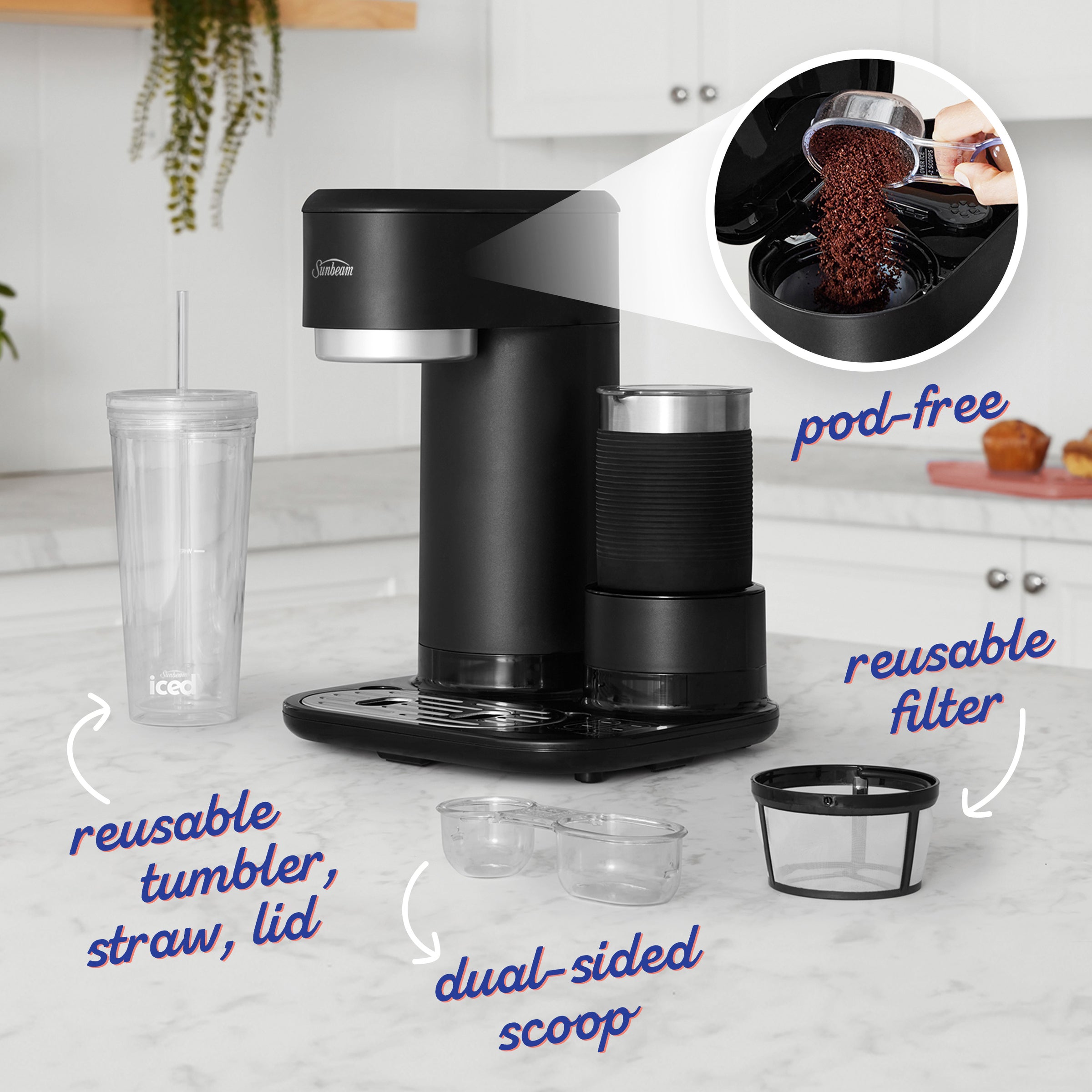 Sunbeam Iced + Hot Coffee Machine Black