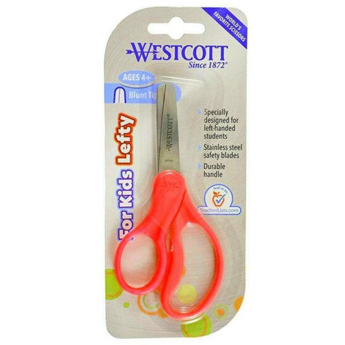 Westcott Kids Scissors Left Hand 127mm (5”) Blunt Tip Red Box of 30