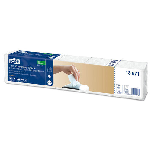 Tork Xpressnap Snack Extra Soft Leaf Design Napkin N10 White Carton of 8