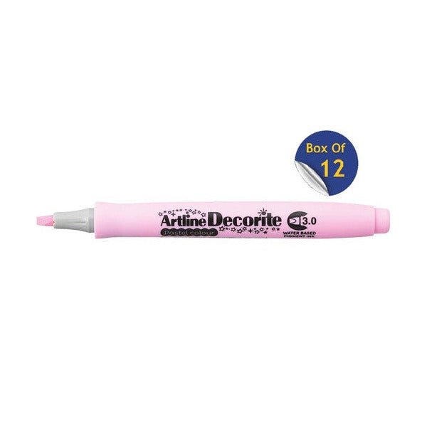 Artline Decorite Marker 3.0mm Pastel Pink Box of 12