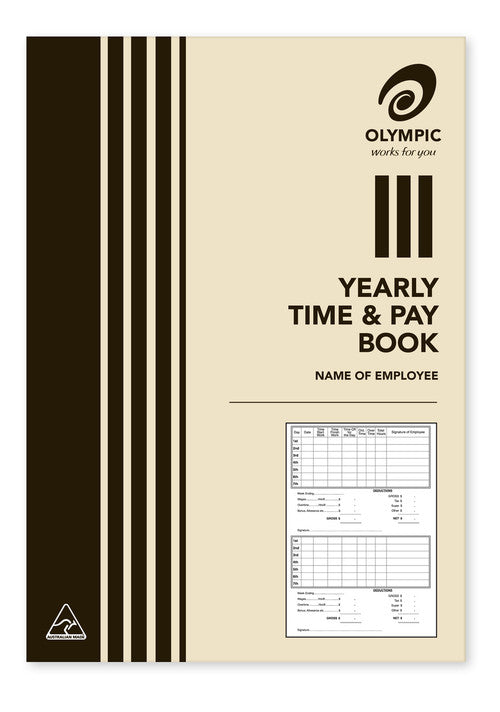 Olympic Yearly Time and Pay Book A5 32 Pages