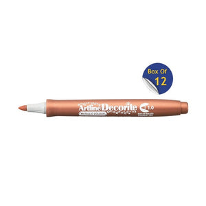 Artline Decorite 1.0mm Metallic Bronze marker, uncapped, with a Box Of 12 badge