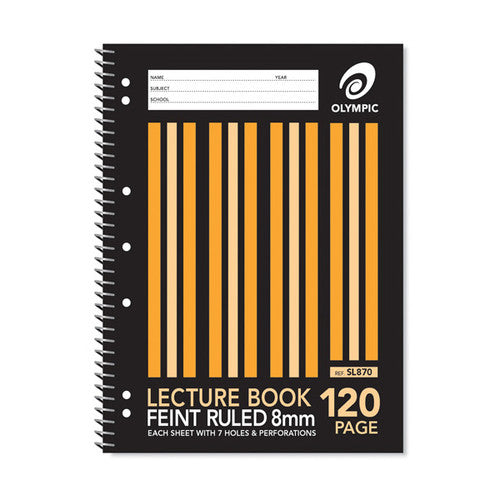 Olympic Lecture Book A4 120 Pages 8mm Feint Spiral Pack of 10