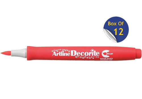 Artline Decorite Marker Brush Red Box of 12