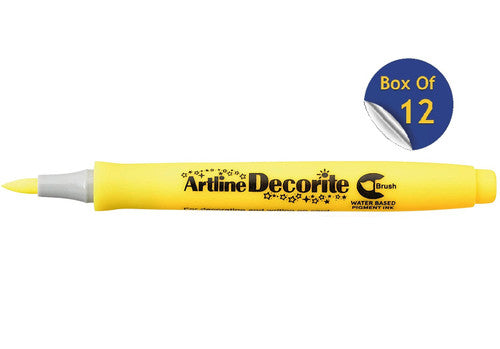 Artline Decorite Marker Brush Yellow Box of 12