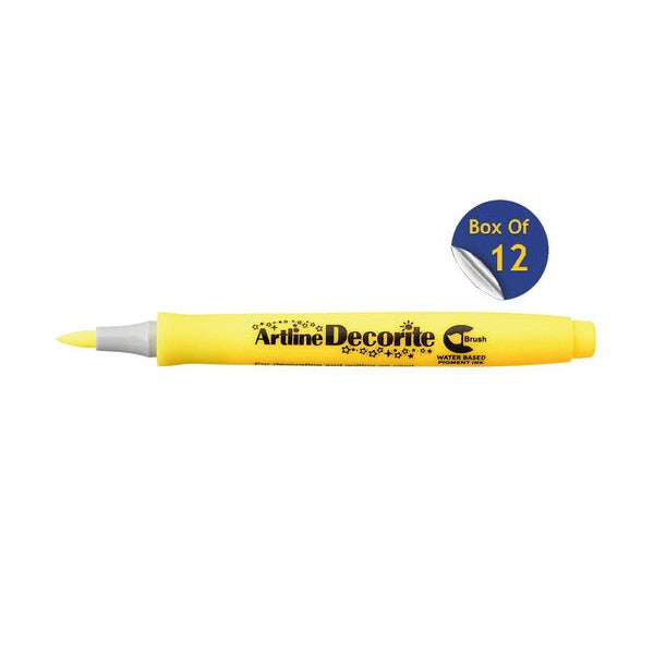 Artline Decorite Marker Brush Yellow Box of 12