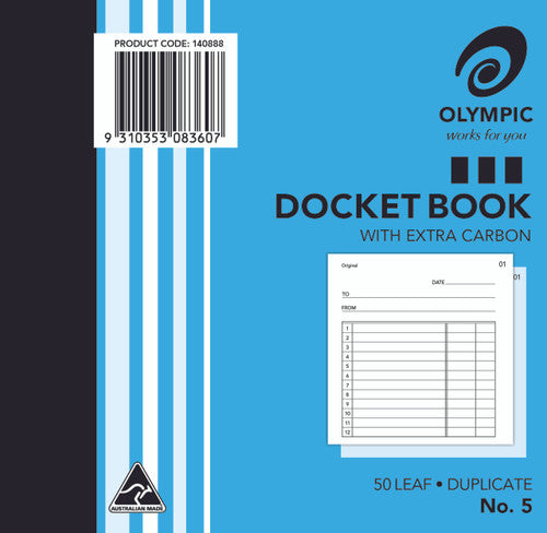 Olympic Docket Book 5 Carbon Duplicate 50 Leaf 120 x 125mm