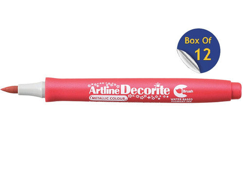 Artline Decorite Marker Brush Metallic Red Box of 12