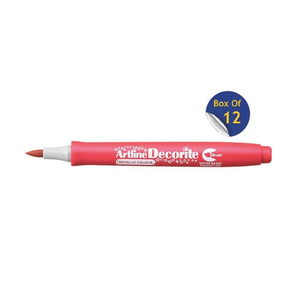 Artline Decorite Marker Brush Metallic Red Box of 12
