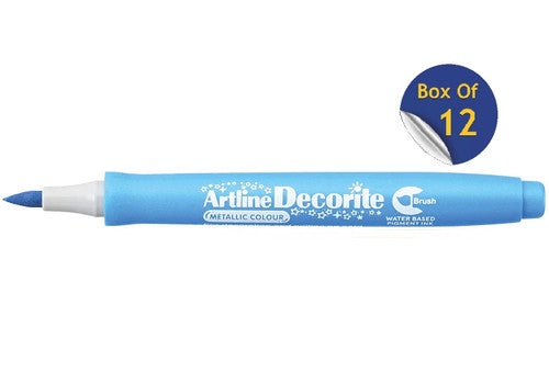 Artline Decorite Marker Brush Metallic Blue Box of 12