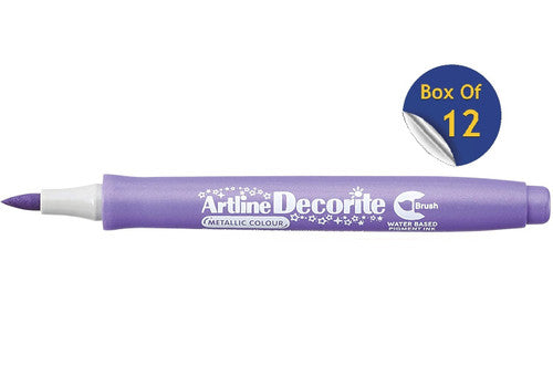Artline Decorite Marker Brush Metallic Purple Box of 12