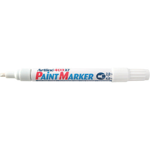 Artline 409 Paint Marker 4.0mm Chisel White Box of 12