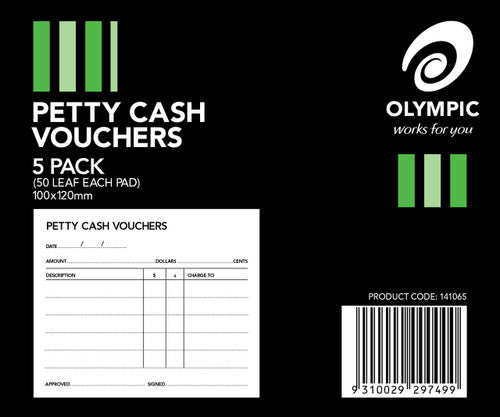Olympic Petty Cash Voucher Pad 50 Leaf 120 x 100mm Pack of 5