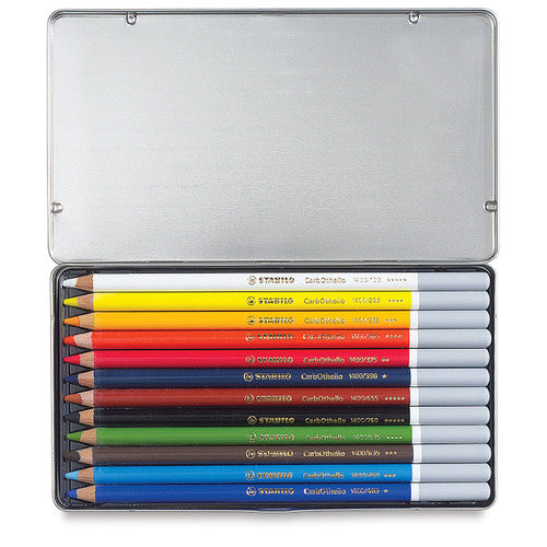 Stabilo Carbothello Chalk-Pastel Coloured Pencil Tin of 12 Assorted