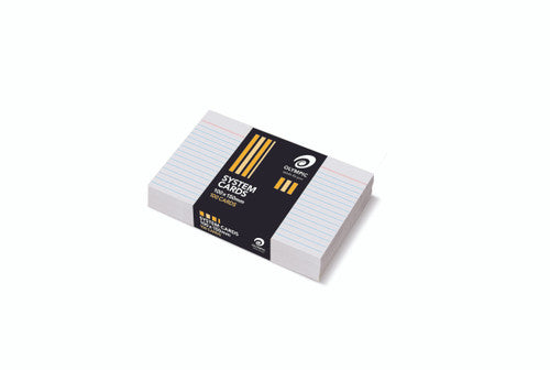 Olympic System Cards 100 x 150mm 6mm Ruled White Pack of 100