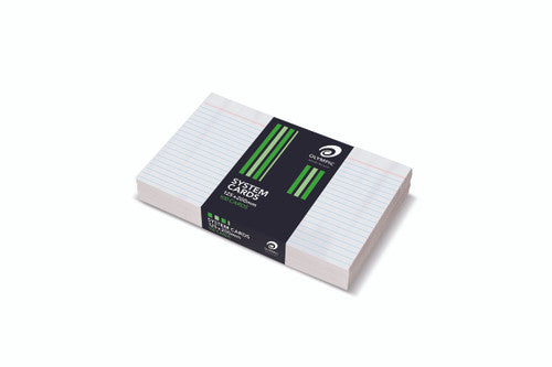 Olympic System Cards 125 x 200mm 6mm Ruled White Pack of 100