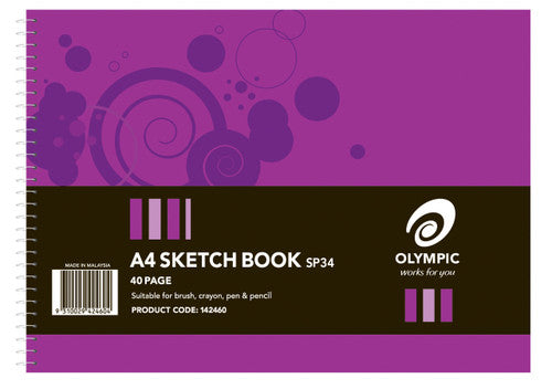 Olympic Sketch Book A4 40 Pages Blank Spiral Pack of 10
