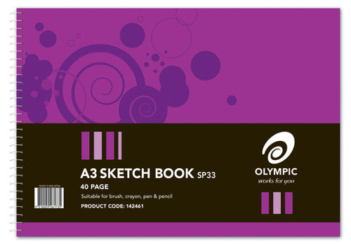 Olympic Sketch Book A3 40 Pages Blank Spiral Pack of 10