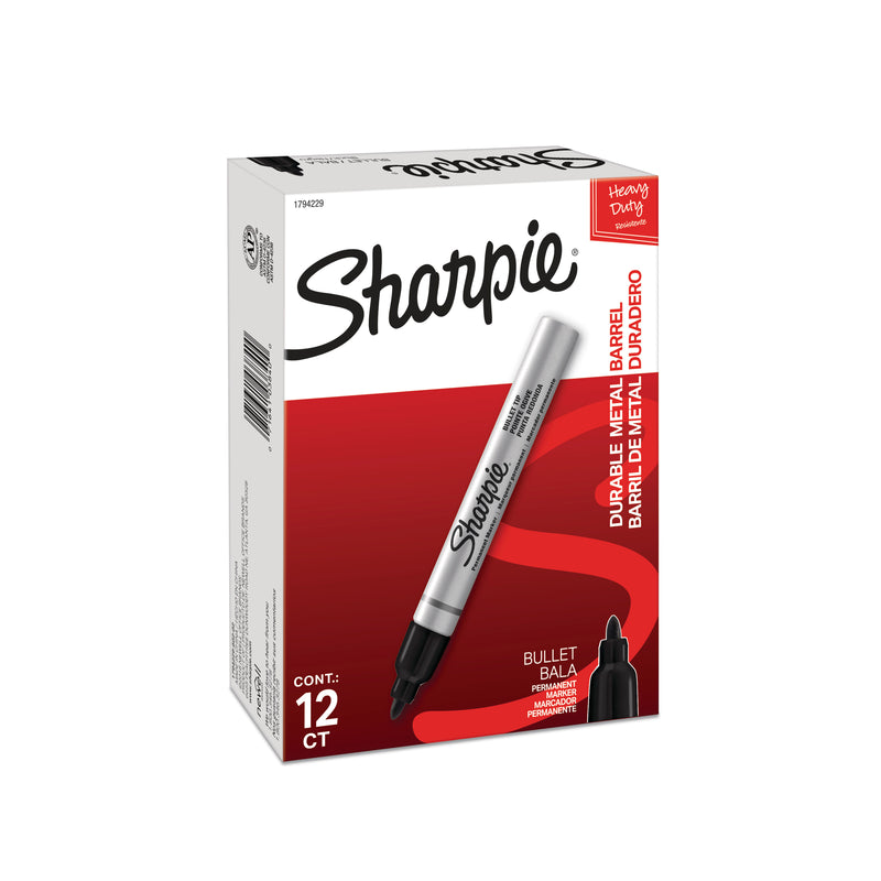 Sharpie Metal Barrel Permanent Markers Bullet Tip Black 12 Count - product image