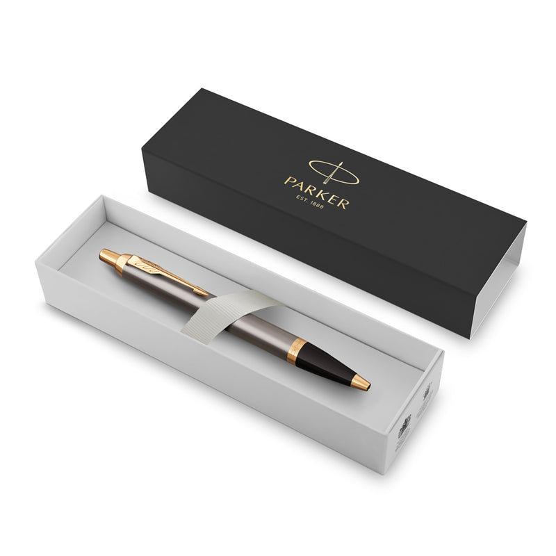 Parker IM Ballpoint Pen Grey Lacquer and Gold Trim Medium Tip