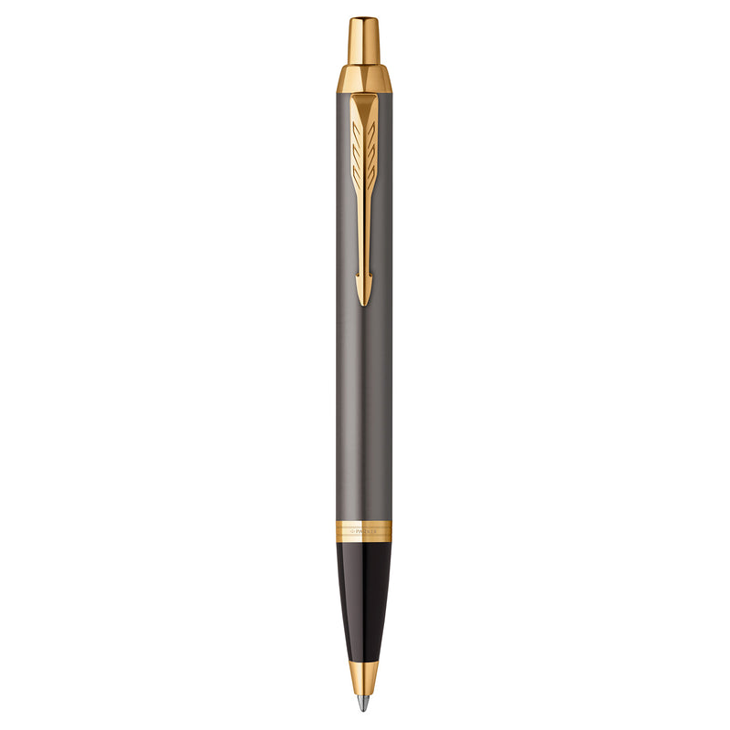 Parker IM Ballpoint Pen Grey Lacquer and Gold Trim Medium Tip