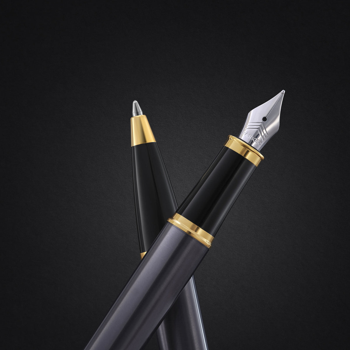 Parker IM Ballpoint Pen Grey Lacquer and Gold Trim Medium Tip