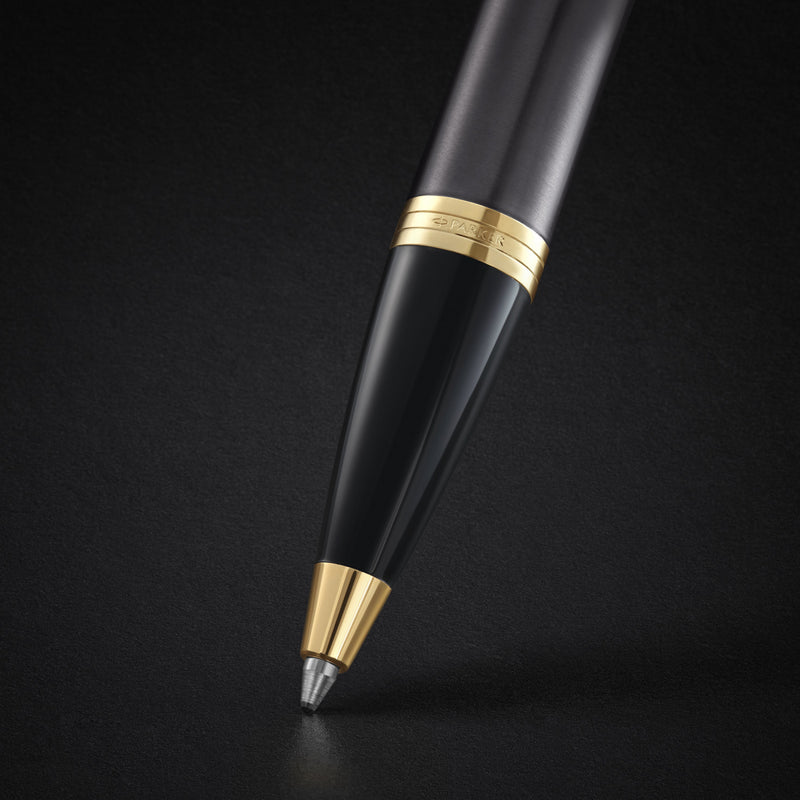 Parker IM Ballpoint Pen Grey Lacquer and Gold Trim Medium Tip