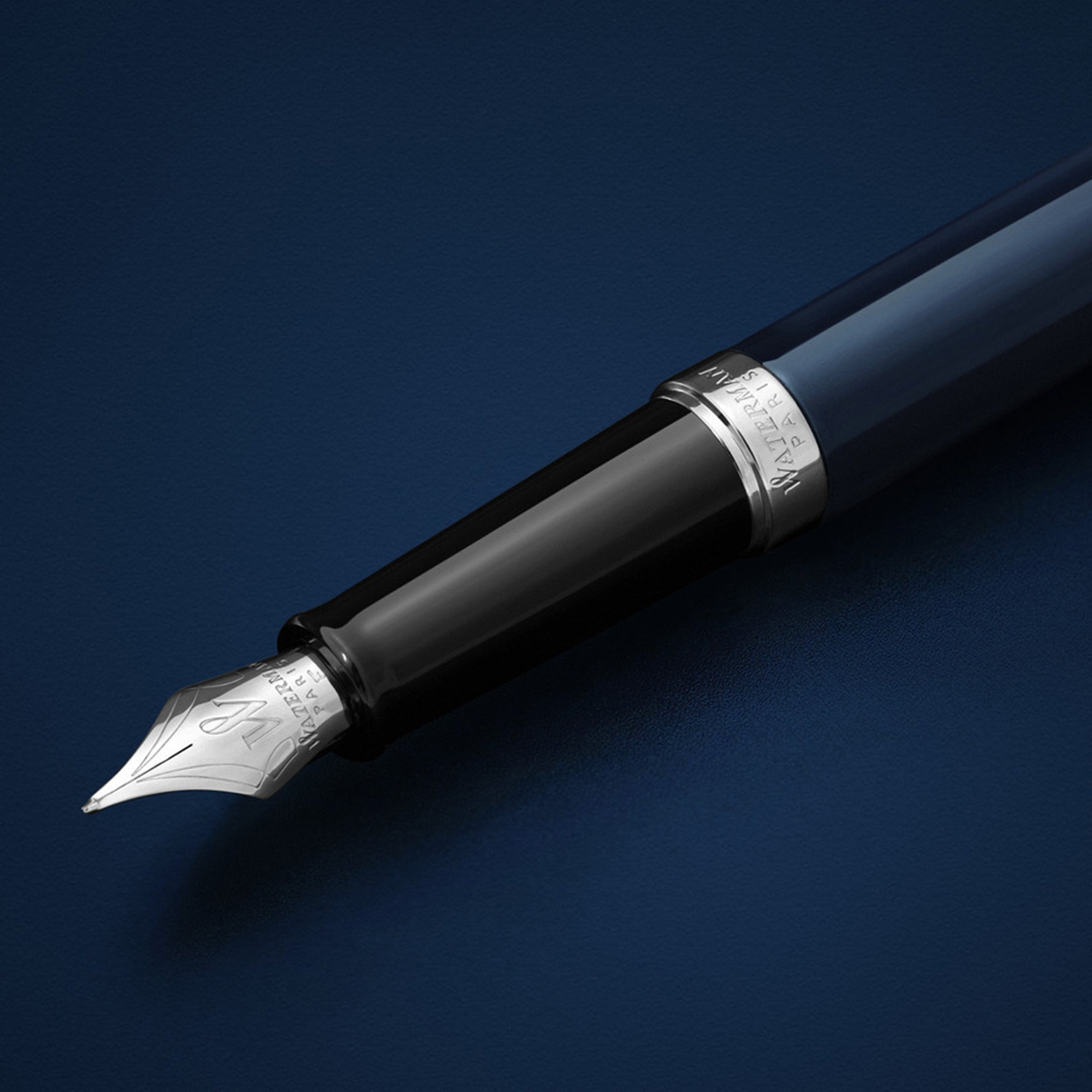 Waterman Hemisphere Blue Lacquer Chrome Trim Fountain Pen Medium Nib