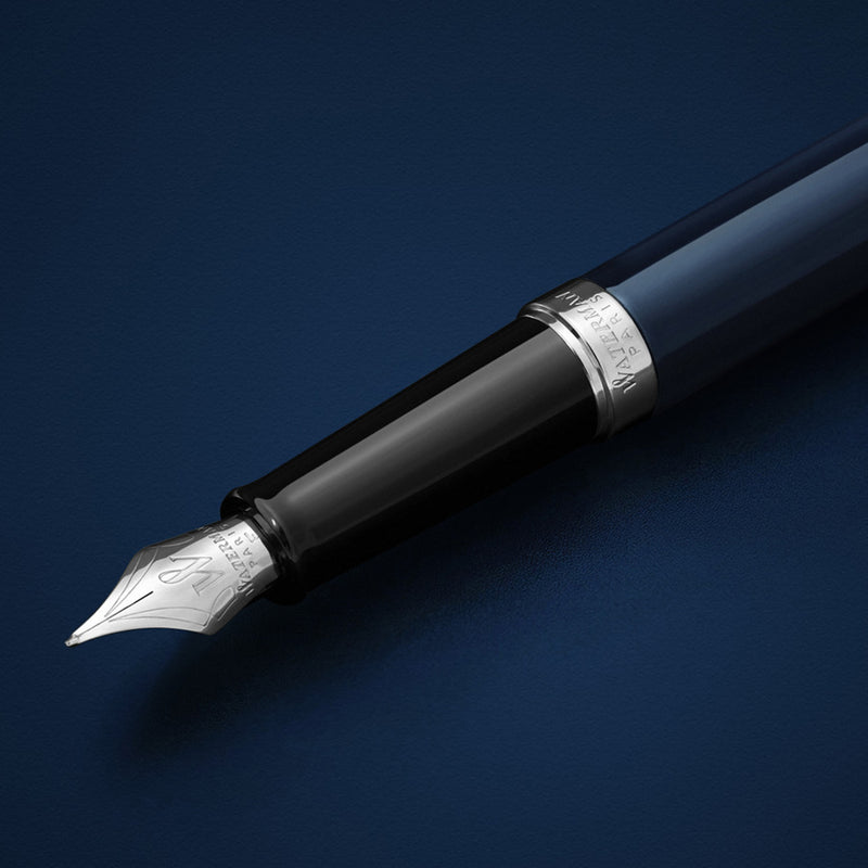 Waterman Hemisphere Blue Lacquer Chrome Trim Fountain Pen Medium Nib