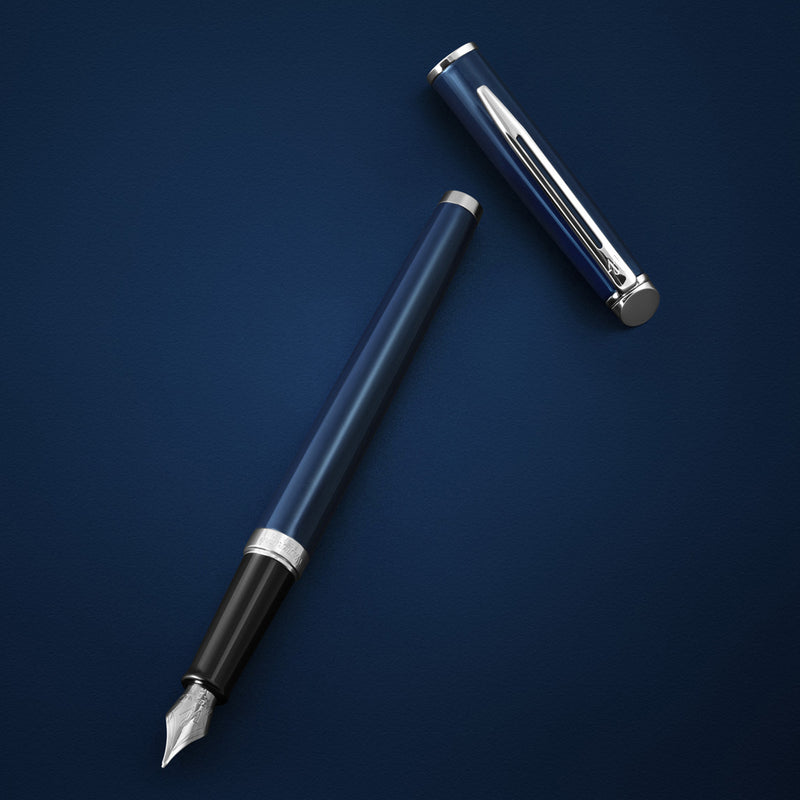 Waterman Hemisphere Blue Lacquer Chrome Trim Fountain Pen Medium Nib