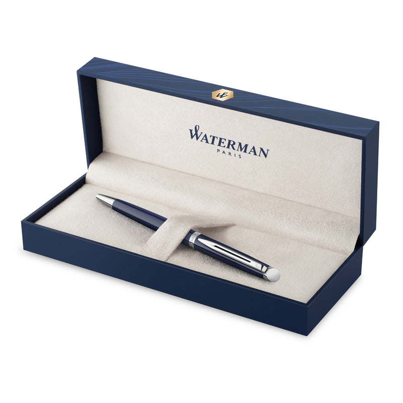Waterman Hemisphere Blue Lacquer Chrome Trim Ballpoint Pen Medium Tip