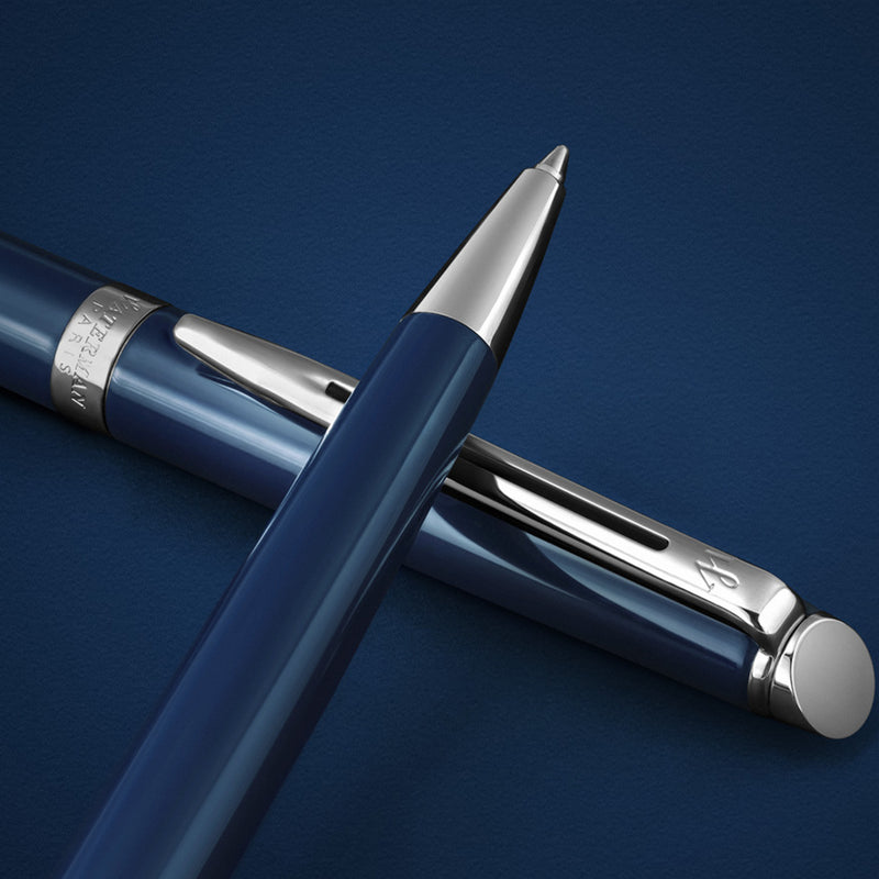 Waterman Hemisphere Blue Lacquer Chrome Trim Ballpoint Pen Medium Tip