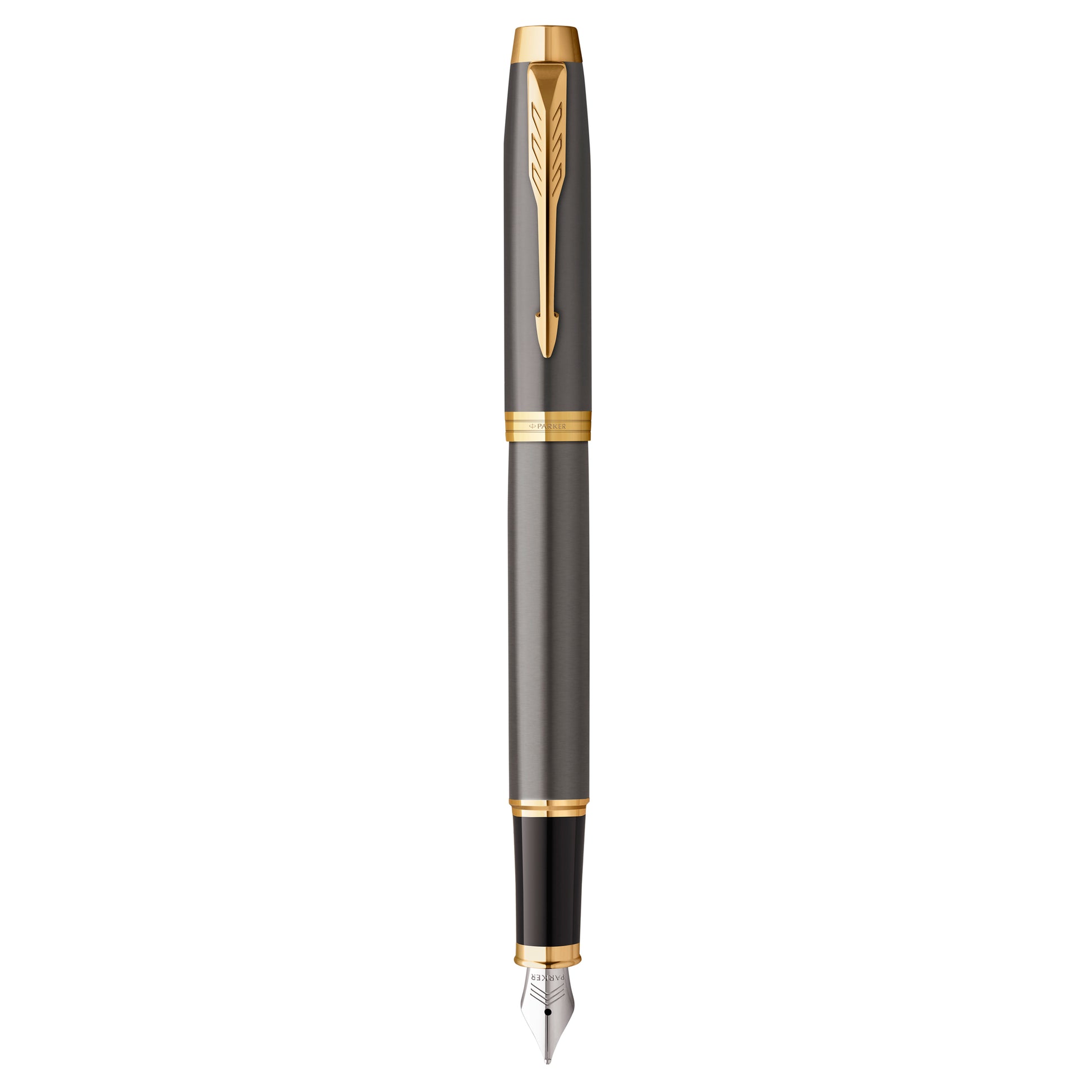 Parker IM Fountain Pen Grey Lacquer and Gold Trim Medium Nib