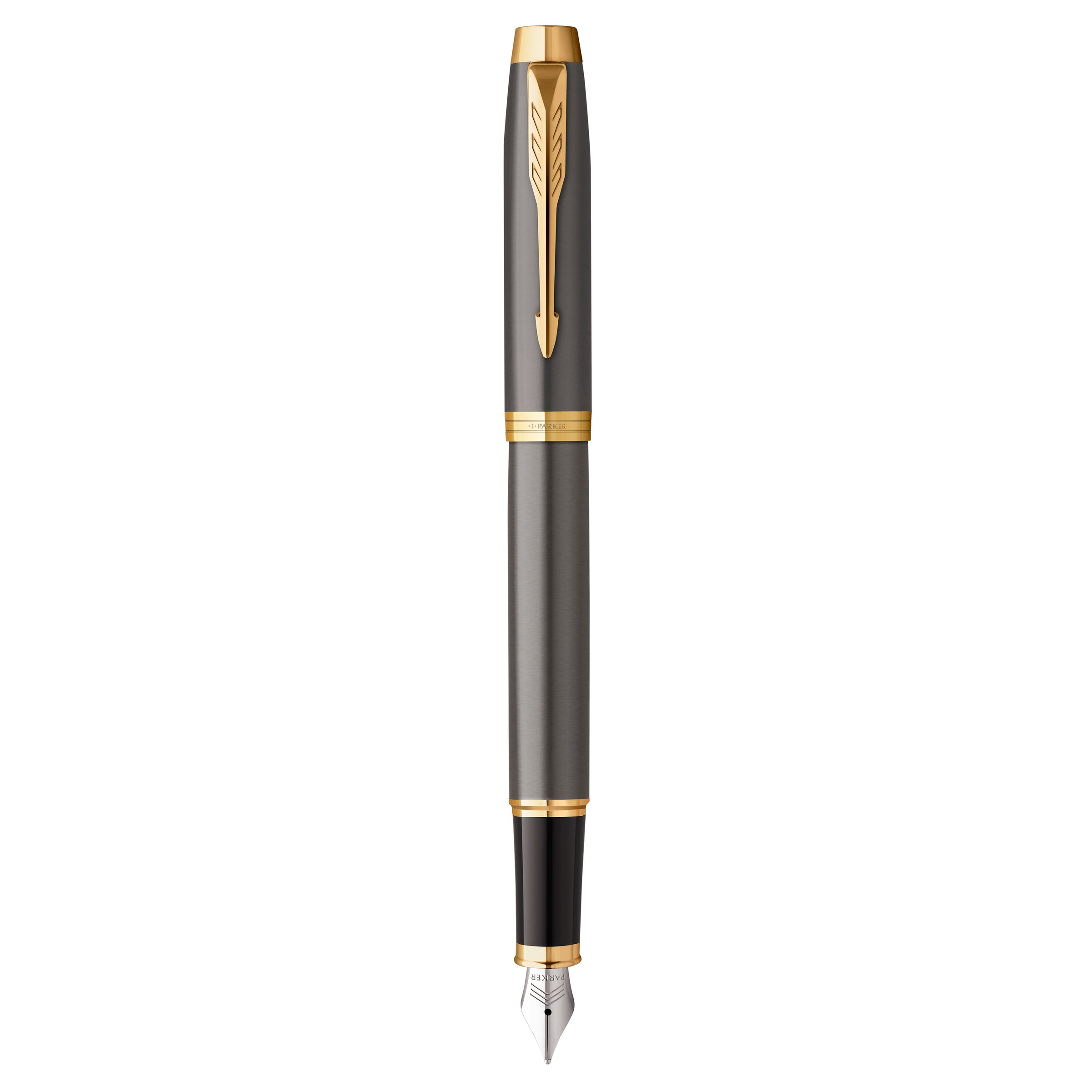 Parker IM Fountain Pen Grey Lacquer and Gold Trim Medium Nib