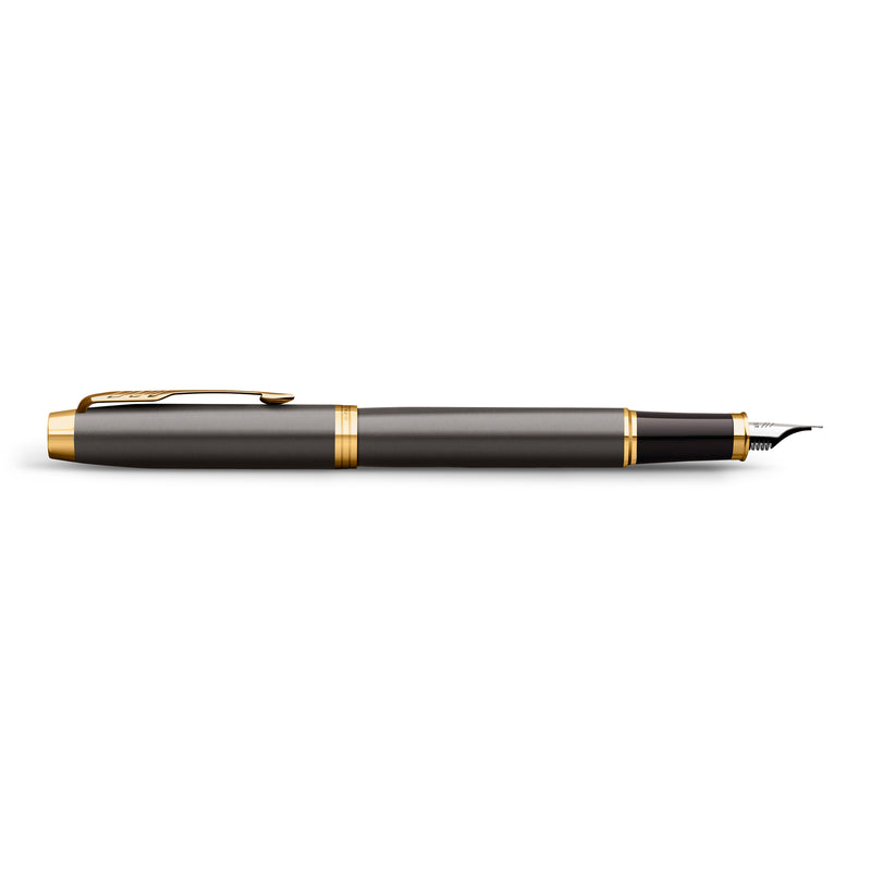 Parker IM Fountain Pen Grey Lacquer and Gold Trim Medium Nib