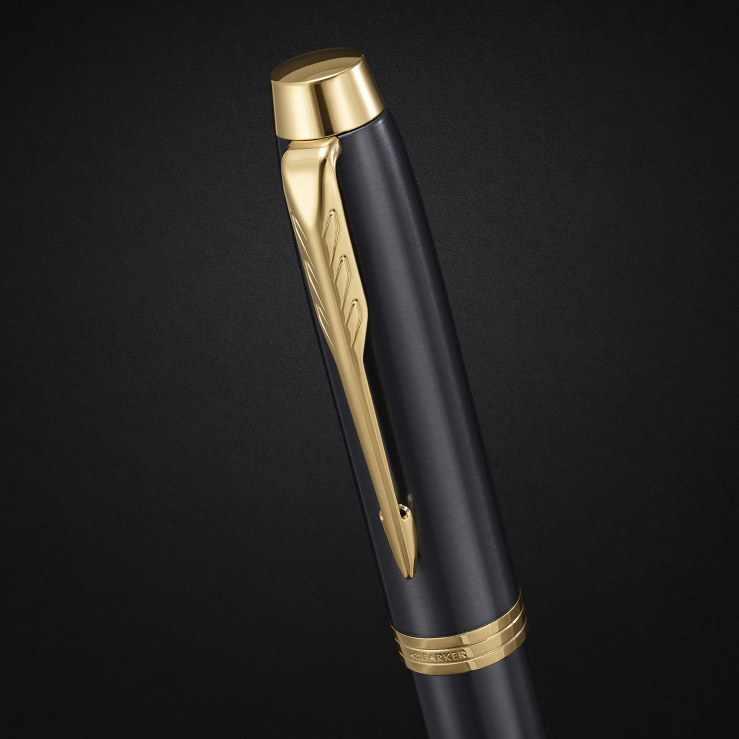 Parker IM Fountain Pen Grey Lacquer and Gold Trim Medium Nib