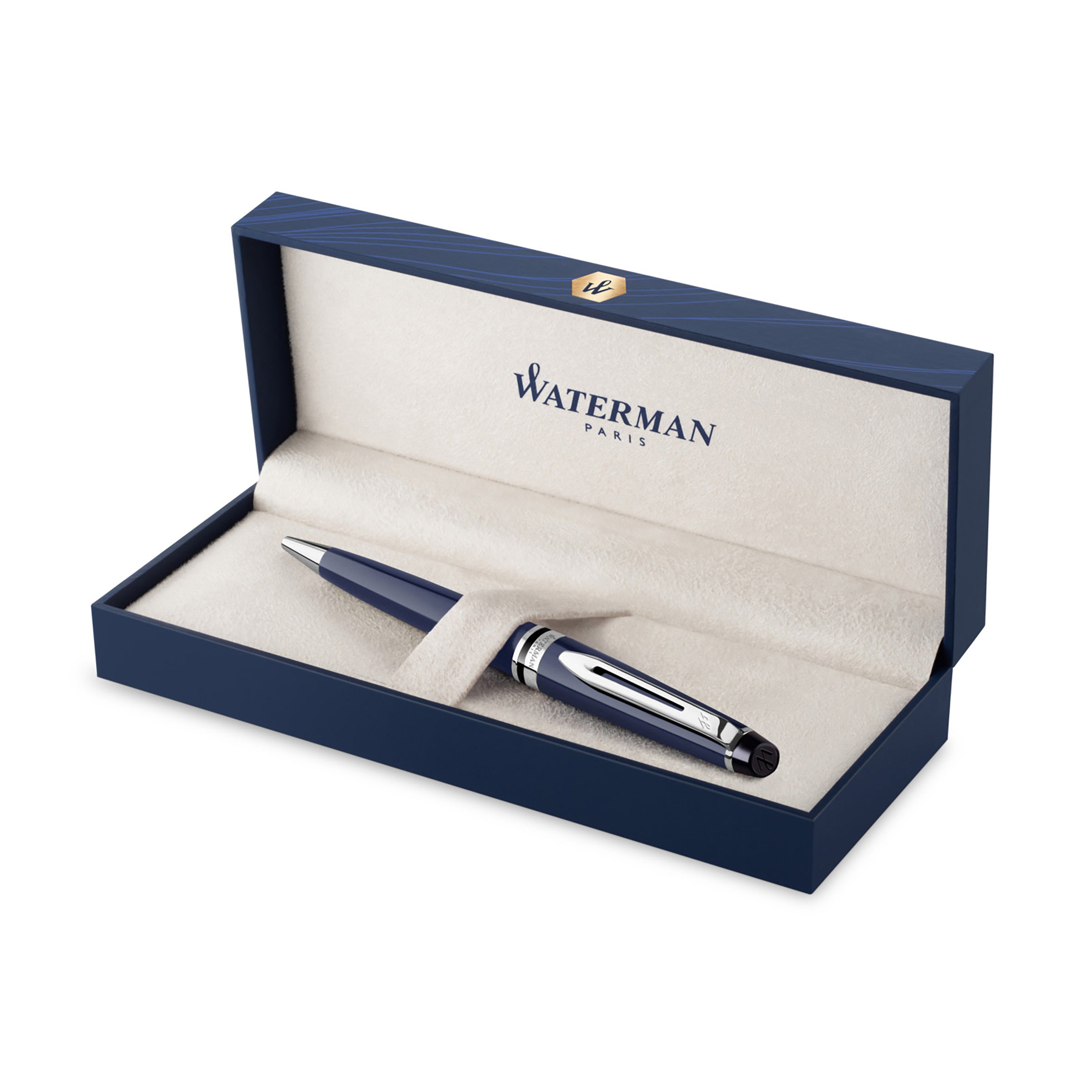 Waterman Expert Blue Lacquer Chrome Trim Ballpoint Medium Tip