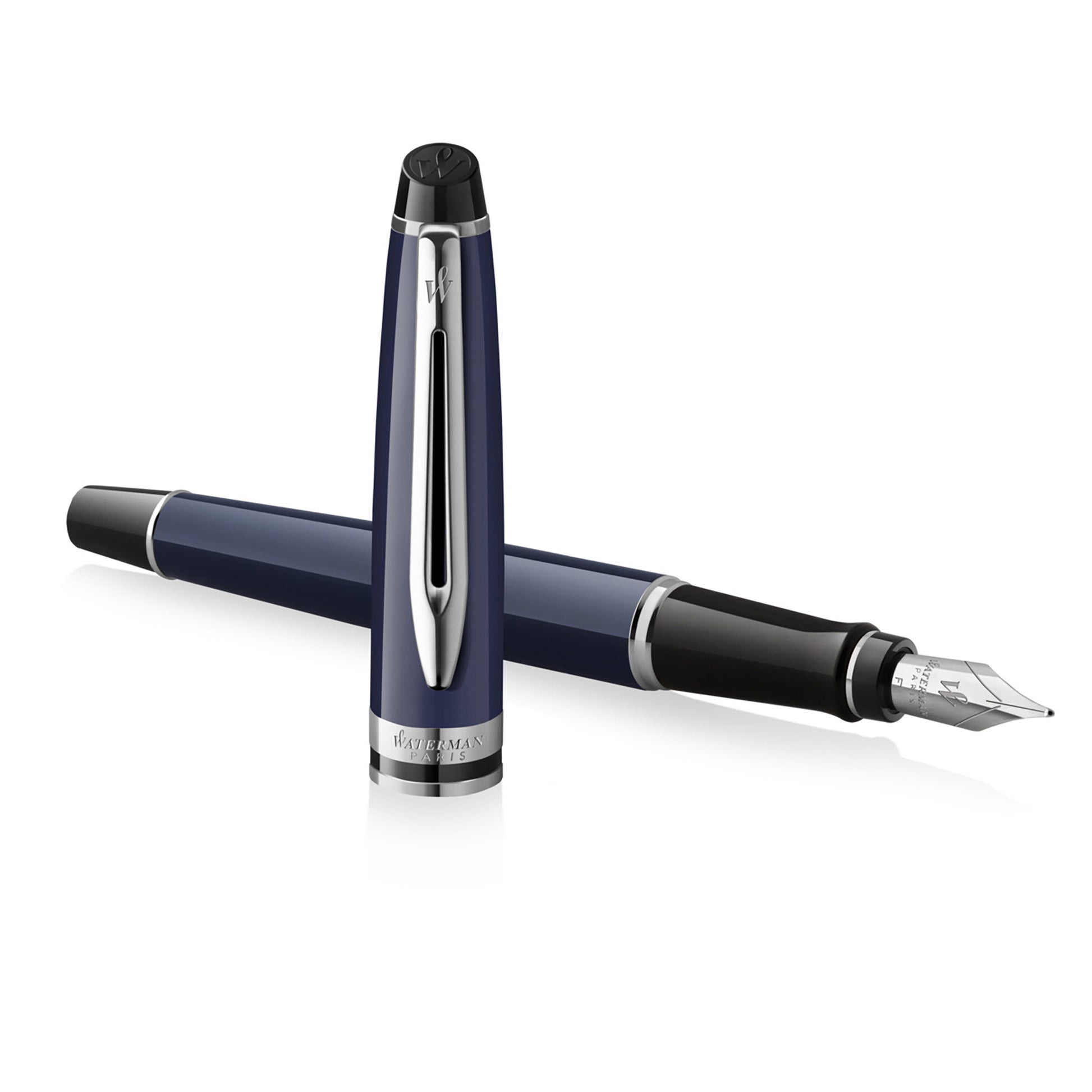 Waterman Expert Blue Lacquer Fountain Pen Medium Nib