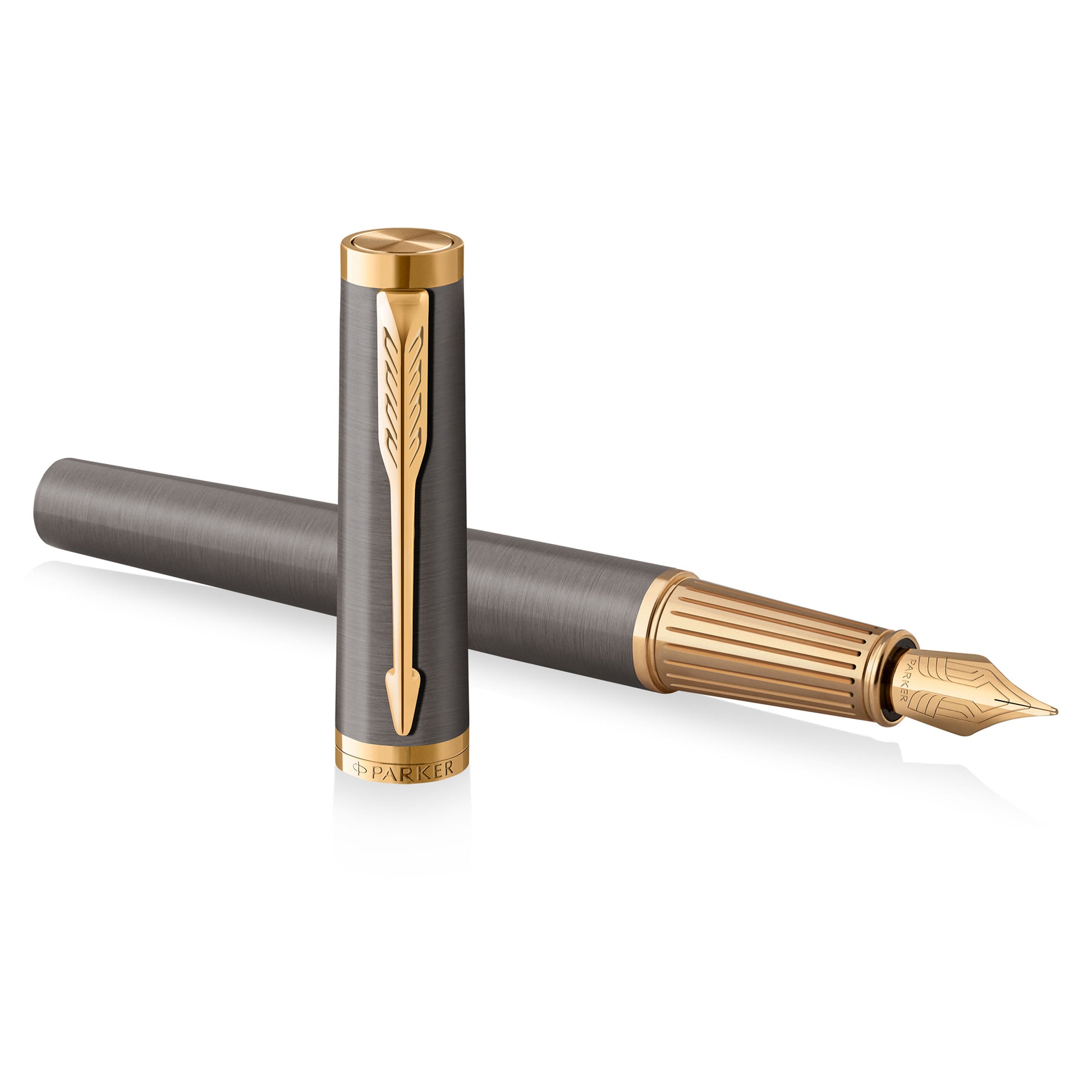 Parker Ingenuity Fountain Pen Grey Lacquer and Gold Trim Fine Nib