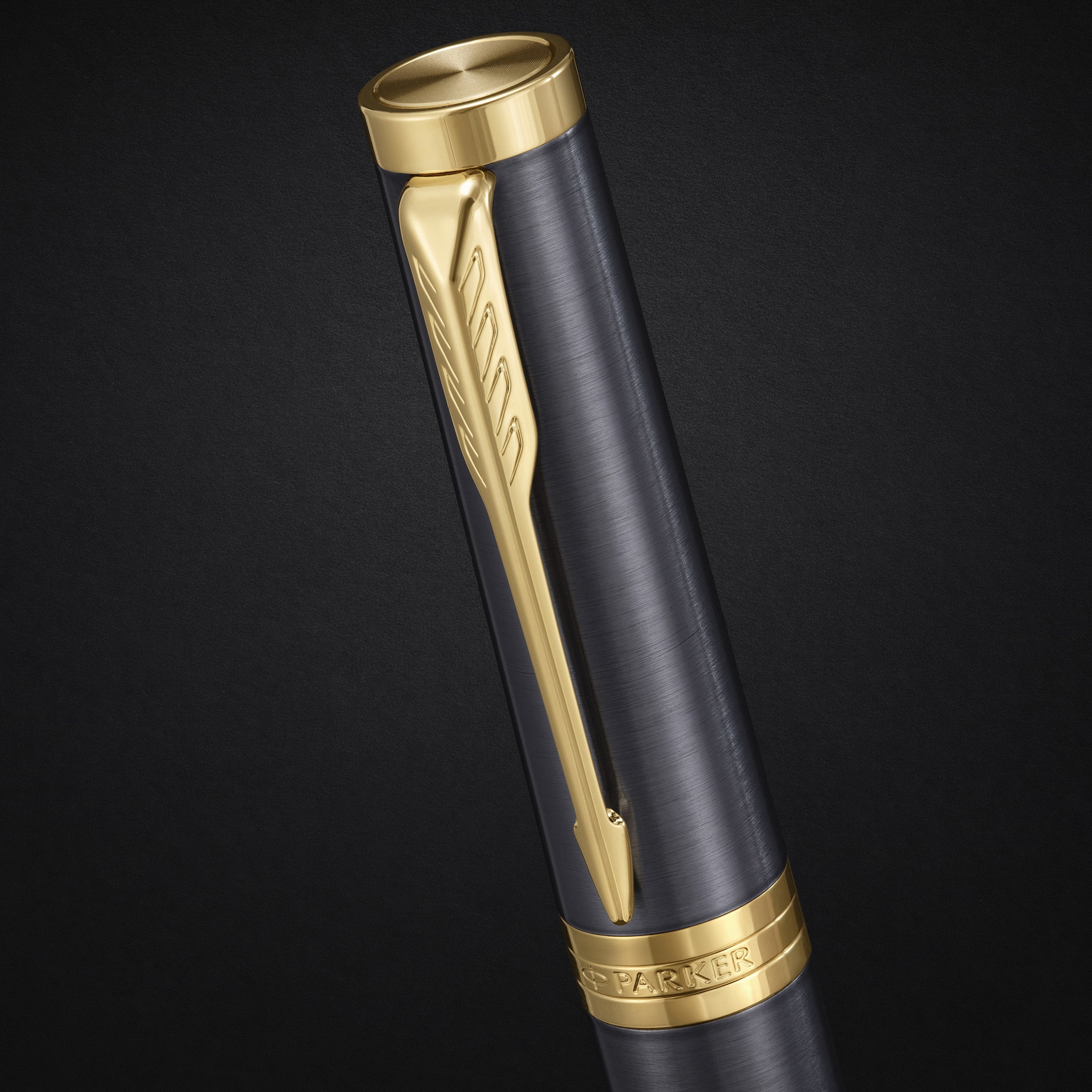 Parker Ingenuity Fountain Pen Grey Lacquer and Gold Trim Fine Nib