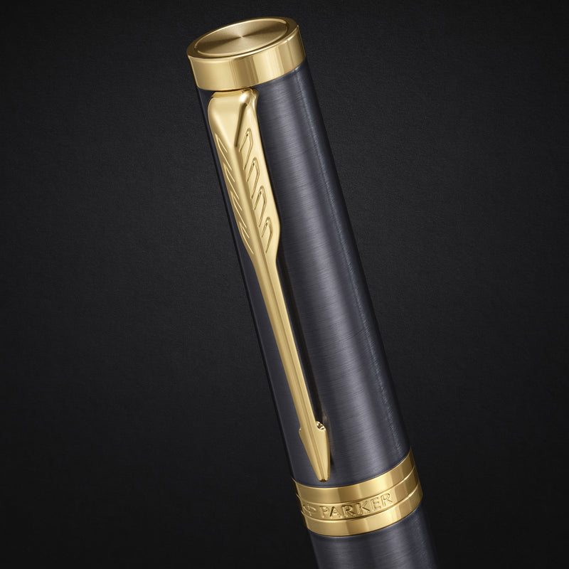 Parker Ingenuity Fountain Pen Grey Lacquer and Gold Trim Fine Nib